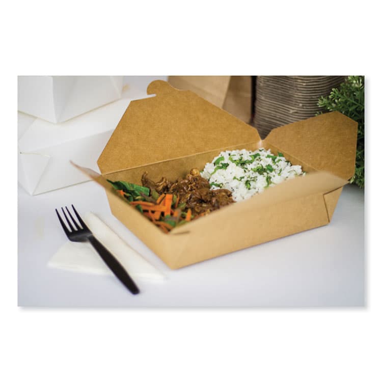 GEN Reclosable Kraft Take-Out Box, 54 oz, 8.51 x 6.3 x 1.8, Brown, Paper, 200/Carton (GENPAPERBOX2) thumbnail 4
