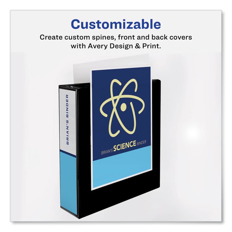 AVERY PRODUCTS CORPORATION Heavy-Duty Non Stick View Binder with DuraHinge and Slant Rings, 3 Rings, 3" Capacity, 11 x 8.5, Black, (5600) (AVE05600) thumbnail 4