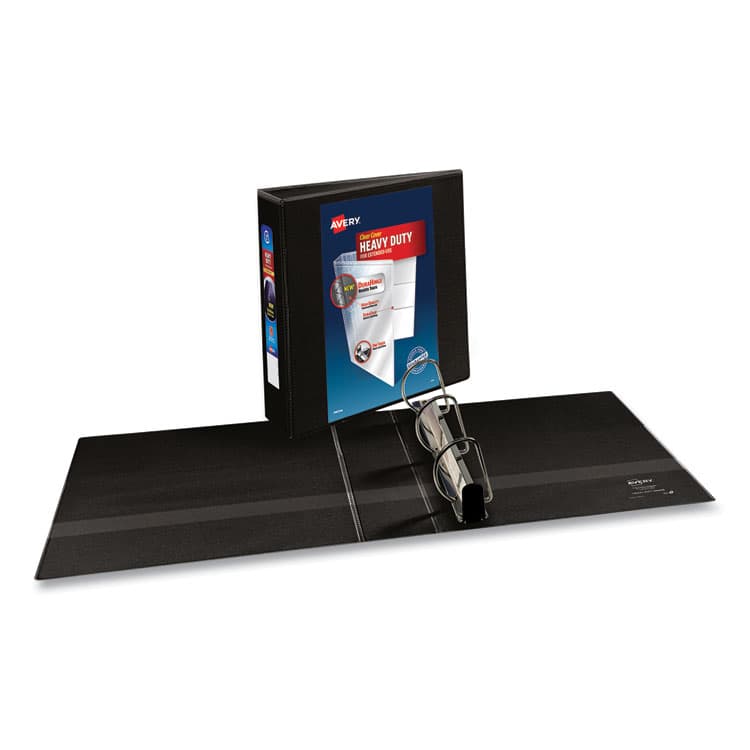 AVERY PRODUCTS CORPORATION Heavy-Duty Non Stick View Binder with DuraHinge and Slant Rings, 3 Rings, 3" Capacity, 11 x 8.5, Black, (5600) (AVE05600) thumbnail 2