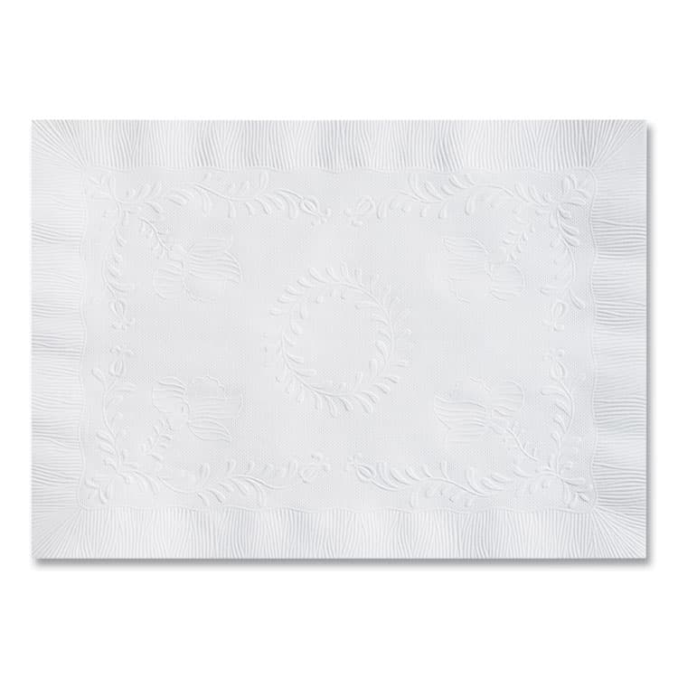 HOFFMASTER Placemats, Anniversary Embossed Surface, Straight Edges, 14" x 10", White, 1,000/Carton (HFMPM30659)