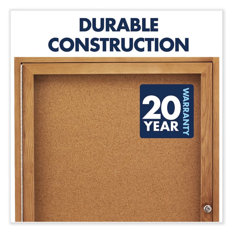ACCO BRANDS, . Enclosed Indoor Cork Bulletin Board with Two Hinged Doors, 48" x 36", Tan Surface, Oak Finished Fiberboard (MDF) Frame (QRT364) thumbnail 4