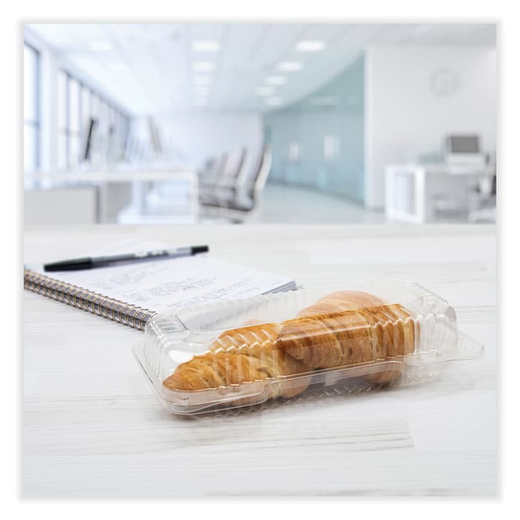 DART StayLock Clear Hinged Lid Containers, 4.5" x 8.5" x 2.1", Clear, Plastic, 250/Carton (DCCC18UT1) thumbnail 2