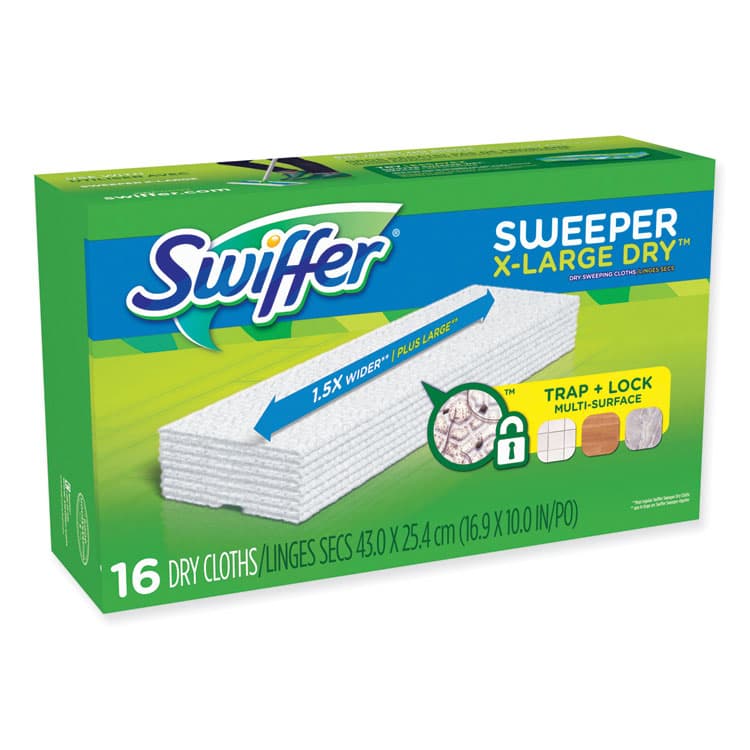 PROCTER & GAMBLE Sweeper XL Dry Refill Cloths, 16.9" x 9.8", White, 16/Box (PGC96826)