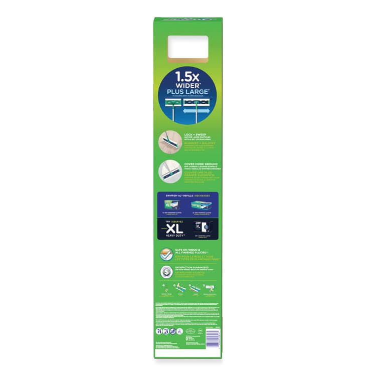 PROCTER & GAMBLE Sweeper Mop, XL Dry + Wet Sweeping Kit, 16.5 x 9 White Cloth Head, 46" Green/Silver Aluminum/Plastic Handle (PGC01096) thumbnail 2