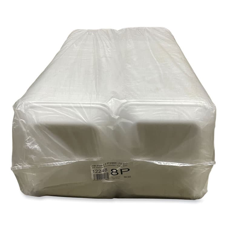 GEN Meat Trays, #8P, 10.8 x 8.82 x 1.5, White, Foam, 200/Carton (GEN8PWH) thumbnail 2