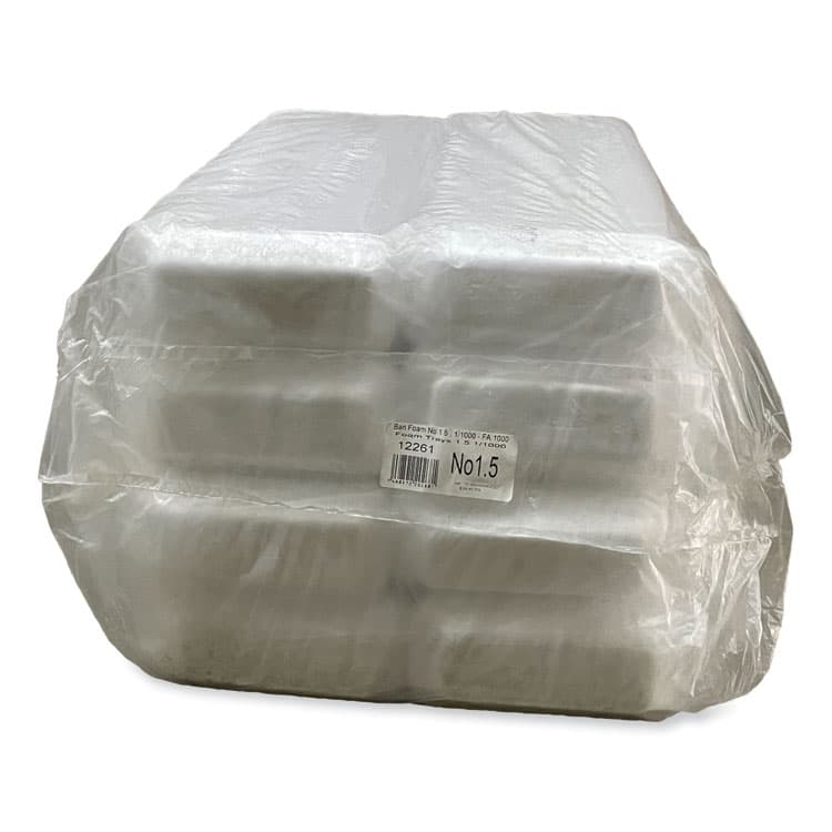 GEN Meat Trays, #1.5, 8.38 x 3.94 x 1.1, White, Foam, 1,000/Carton (GEN15WH) thumbnail 2