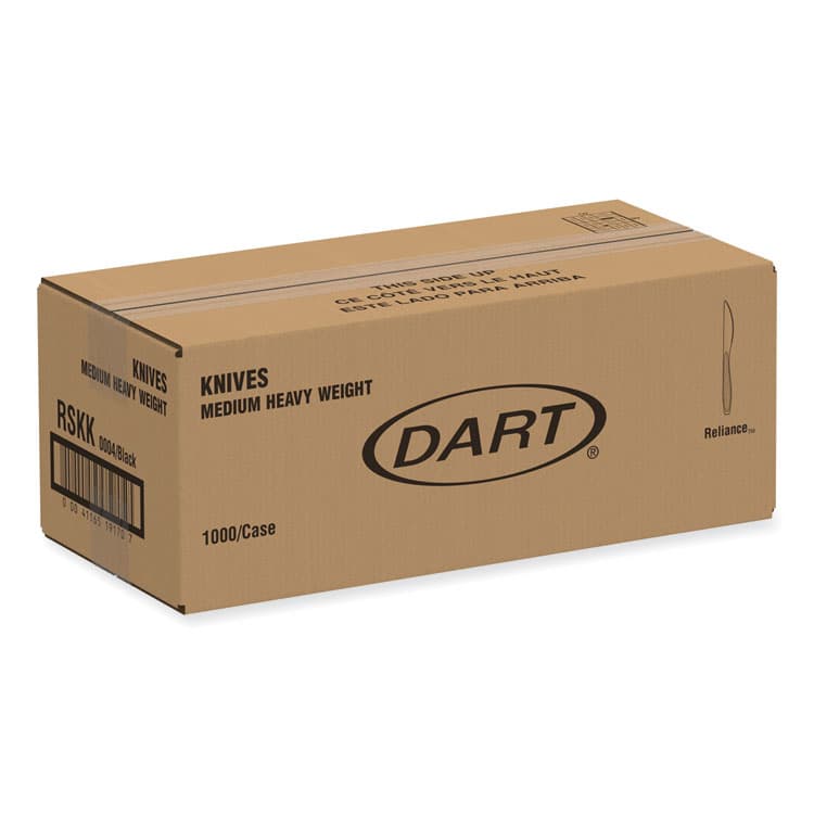 DART Reliance Mediumweight Cutlery, Knife, Plastic, Black, 1,000/Carton (SCCRSKK0004) thumbnail 4
