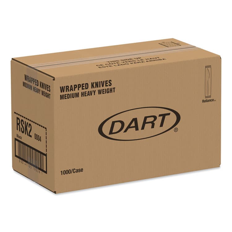 DART Reliance Classic Plastic Cutlery, Individually Wrapped, Medium Heavyweight Knife, Black, 1,000/Carton (SCCRSK20004) thumbnail 3