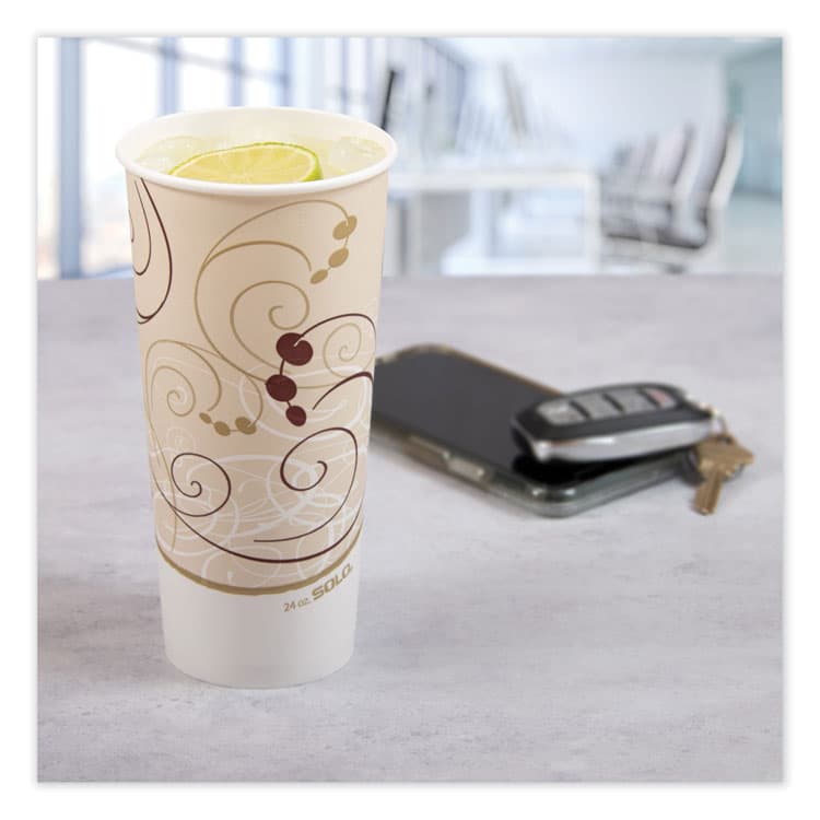 DART Double Sided Poly Paper Cold Cups, 24 oz, Symphony Design, 50/Sleeve, 20 Sleeves/Carton (SCCRP24TPJ8000) thumbnail 3