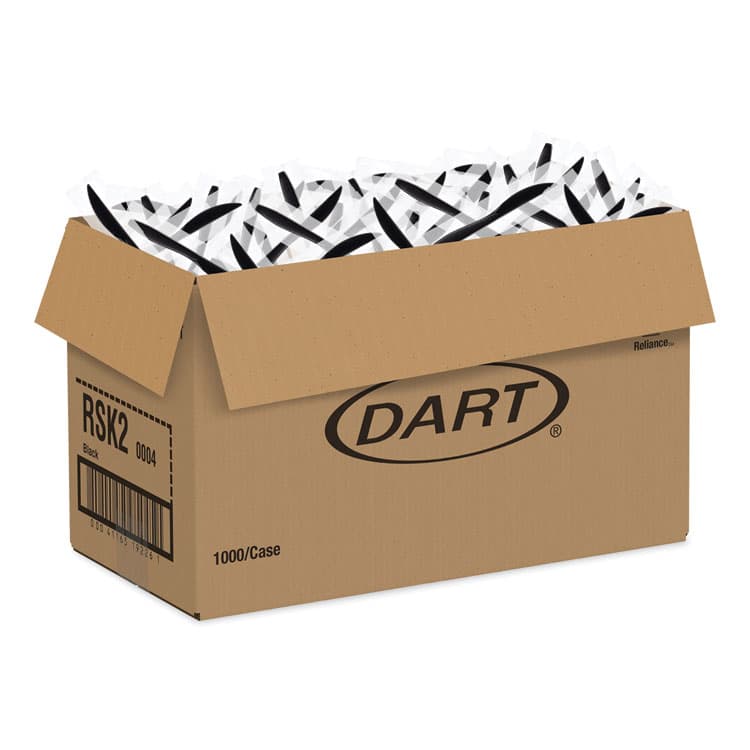 DART Reliance Classic Plastic Cutlery, Individually Wrapped, Medium Heavyweight Knife, Black, 1,000/Carton (SCCRSK20004) thumbnail 4