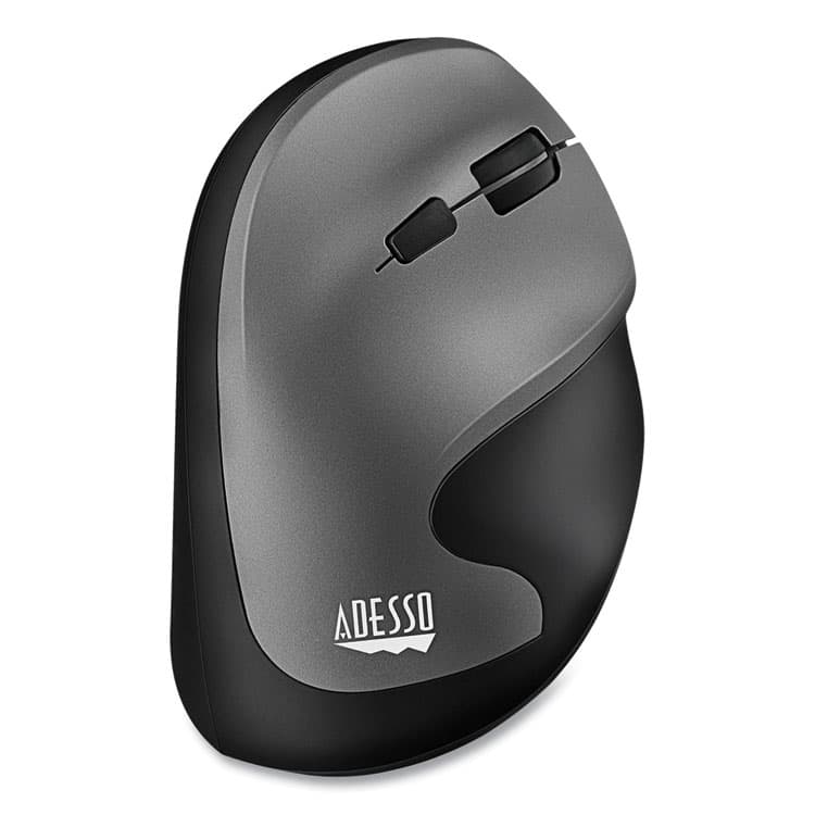 ADESSO iMouse A20 Antimicrobial Vertical Wireless Mouse, 2.4 GHz Frequency/33 ft Wireless Range, Right Hand Use, Black/Granite (ADEA20) thumbnail 2