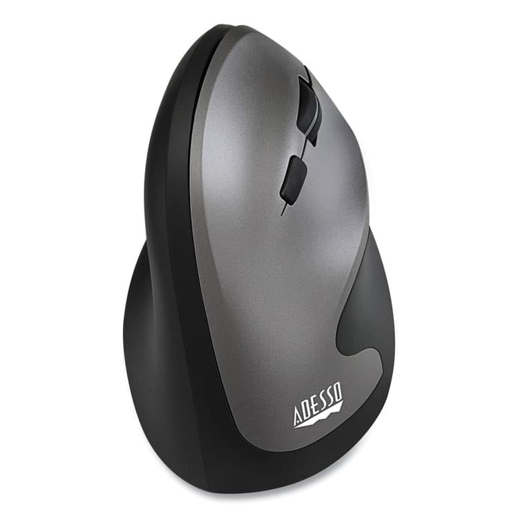 ADESSO iMouse A20 Antimicrobial Vertical Wireless Mouse, 2.4 GHz Frequency/33 ft Wireless Range, Right Hand Use, Black/Granite (ADEA20) thumbnail 3