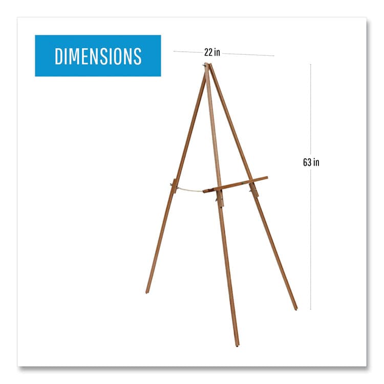 BI-SILQUE VISUAL COMMUNICATION PRODUCTS Oak Display Tripod Easel, 60" Tall, Wood, Oak Finish, Supports Up to 15 lb (BVCFLX06203MV) thumbnail 2