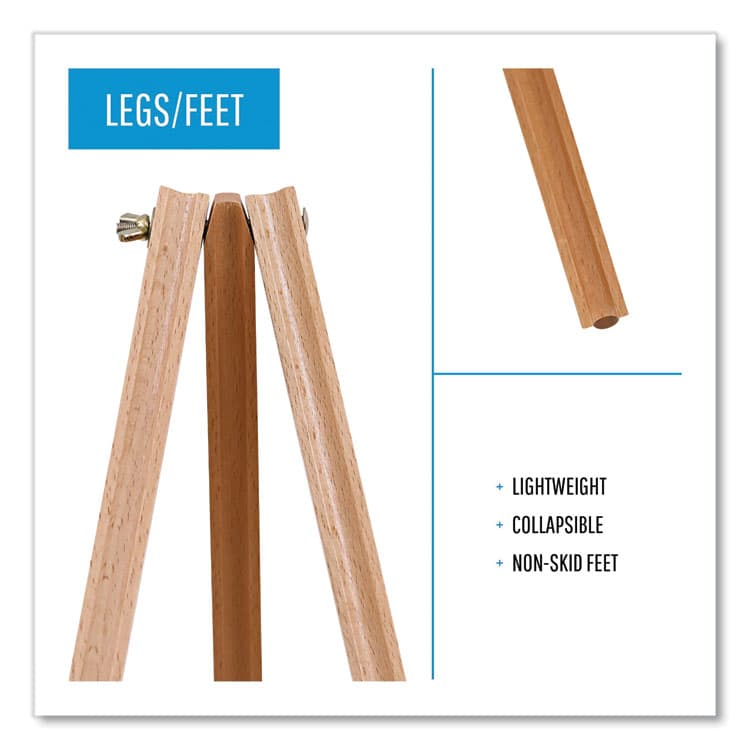 BI-SILQUE VISUAL COMMUNICATION PRODUCTS Oak Display Tripod Easel, 60" Tall, Wood, Oak Finish, Supports Up to 15 lb (BVCFLX06203MV) thumbnail 3