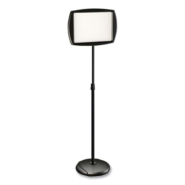 BI-SILQUE VISUAL COMMUNICATION PRODUCTS Magnetic Dry Erase Floor Stand Signs, White 15" x 11" Rectangle Surface, Black/Silver Frame, 15" x 10" x 40" to 68" (BVCSIG07060101)
