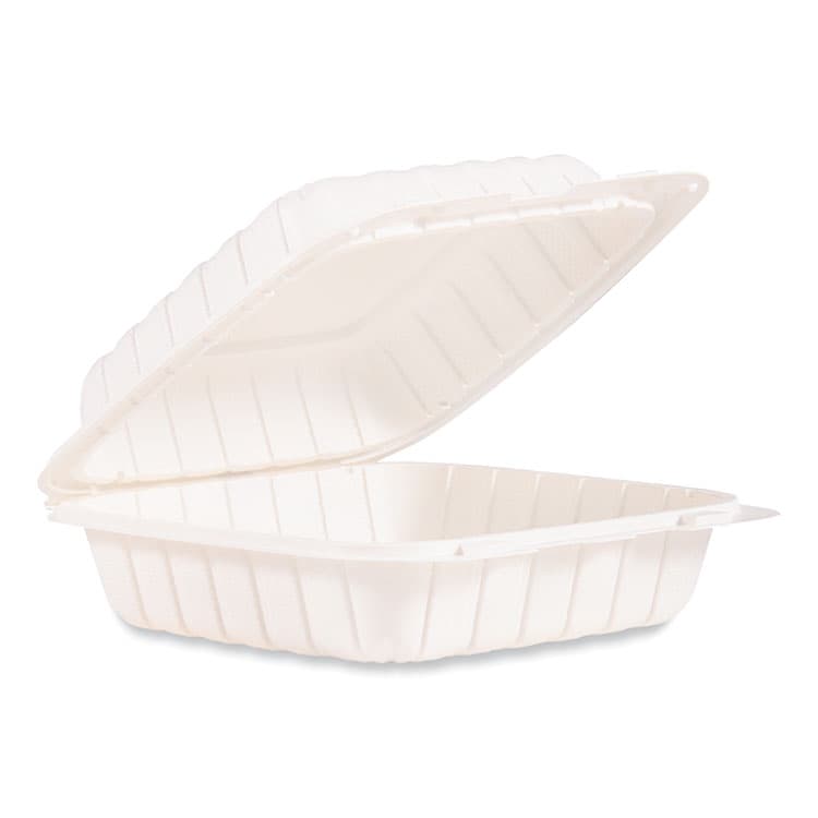 DART Hinged Lid Containers, 8.25 x 8 x 3, White, Plastic, 150/Carton (DCC85MFPPHT1R) thumbnail 3