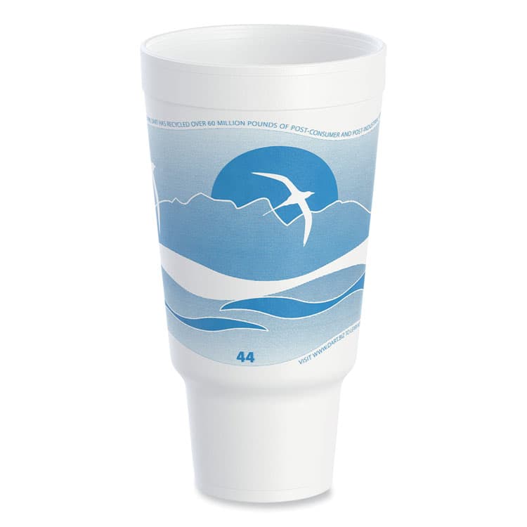 DART Horizon Hot/Cold Foam Drinking Cups, 44 oz, White/Ocean Blue, 15/Bag, 20 Bags/Carton (DCC44AJ32H)