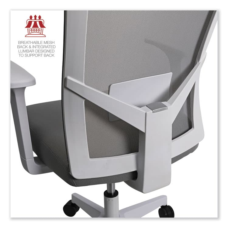 ALERA Mesh Back Fabric Task Chair, Supports Up to 275 lb, 17.32" to 21.1" Seat Height, Gray Seat, Gray Back (ALEWS42B47) thumbnail 3