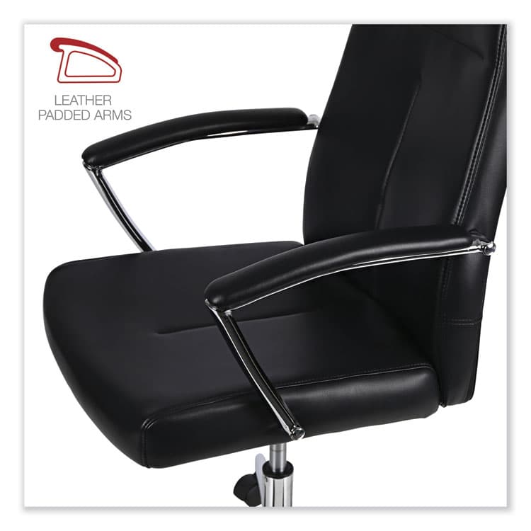 ALERA Leather Task Chair, Supports Up to 275 lb, 18.19" to 21.93" Seat Height, Black Seat, Black Back (ALEWS4116) thumbnail 3