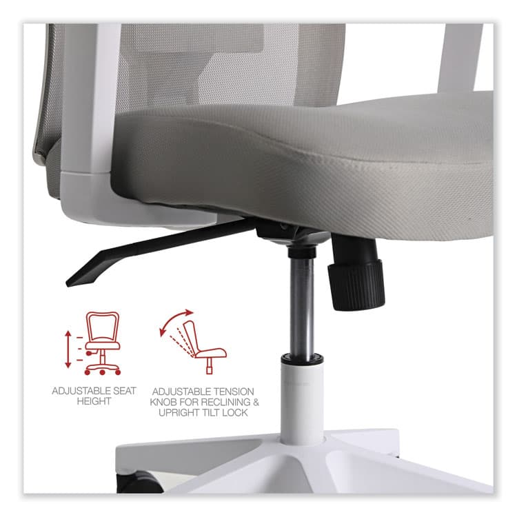 ALERA Mesh Back Fabric Task Chair, Supports Up to 275 lb, 17.32" to 21.1" Seat Height, Gray Seat, Gray Back (ALEWS42B47) thumbnail 4