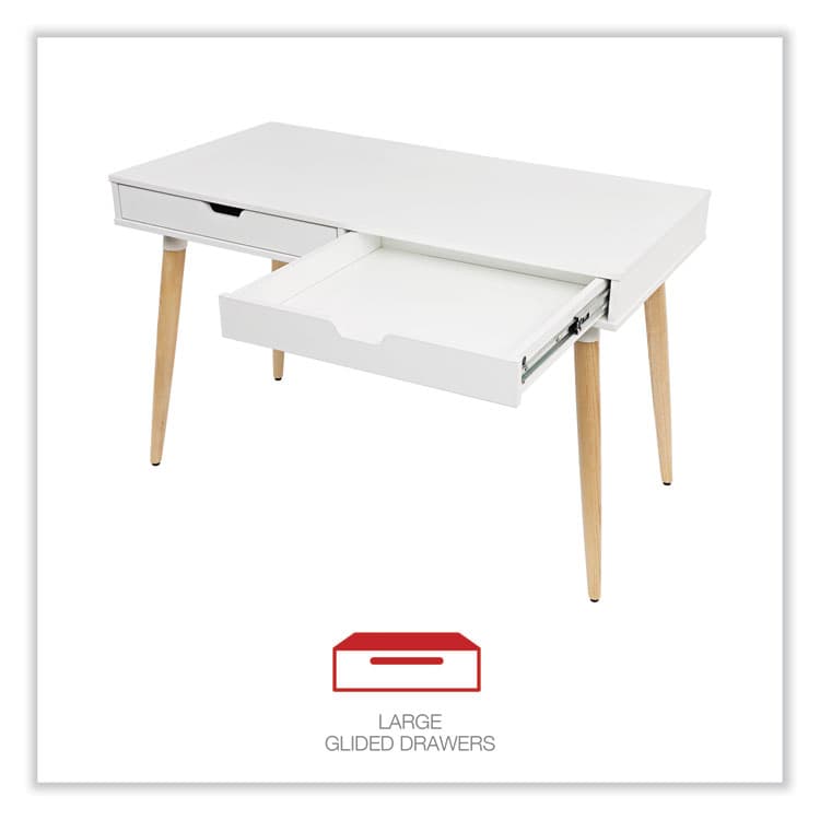 ALERA Scandinavian Writing Desk, 47.24" x 23.62" x 29.53", White/Beigewood (ALEWSS4824WB) thumbnail 3