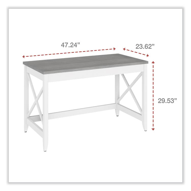 ALERA Farmhouse Writing Desk, 47.24" x 23.62" x 29.53", Gray (ALEWSF4824GY) thumbnail 2