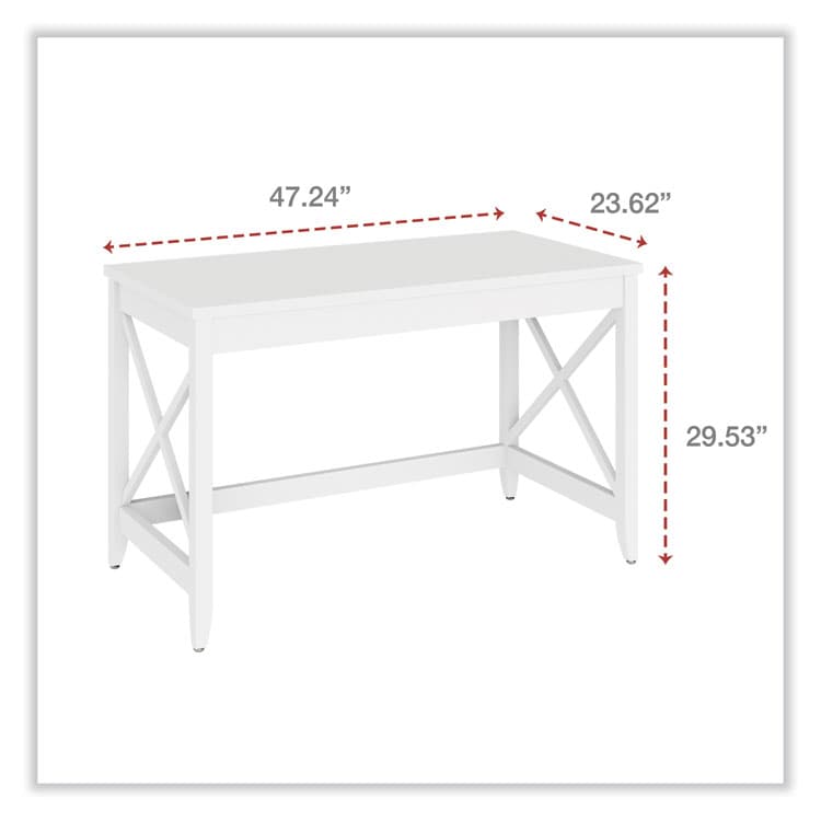 ALERA Farmhouse Writing Desk, 47.24" x 23.62" x 29.53", White (ALEWSF4824WT) thumbnail 2