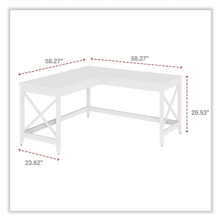 ALERA L-Shaped Farmhouse Desk, 58.27" x 58.27" x 29.53", White (ALEWSF5959WT) thumbnail 2