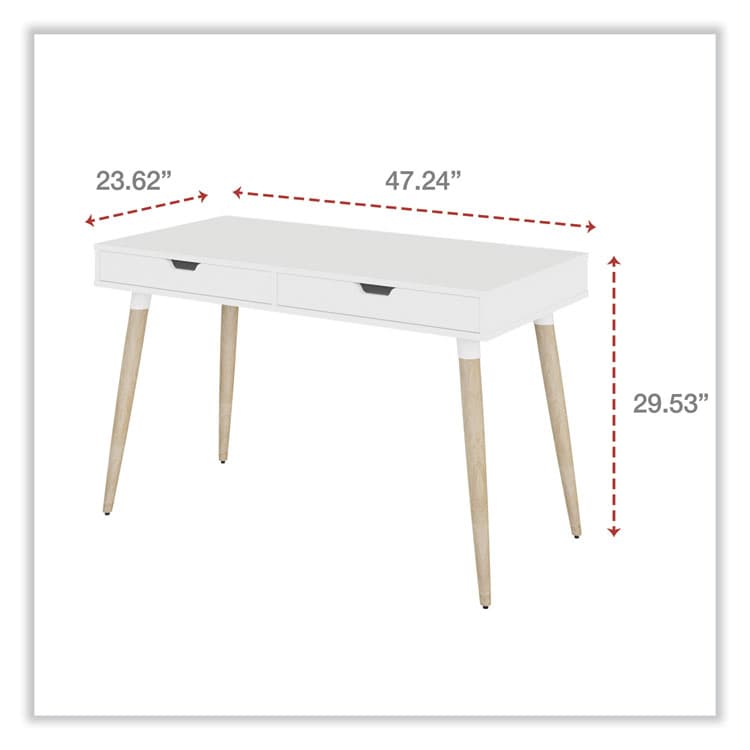 ALERA Scandinavian Writing Desk, 47.24" x 23.62" x 29.53", White/Beigewood (ALEWSS4824WB) thumbnail 2