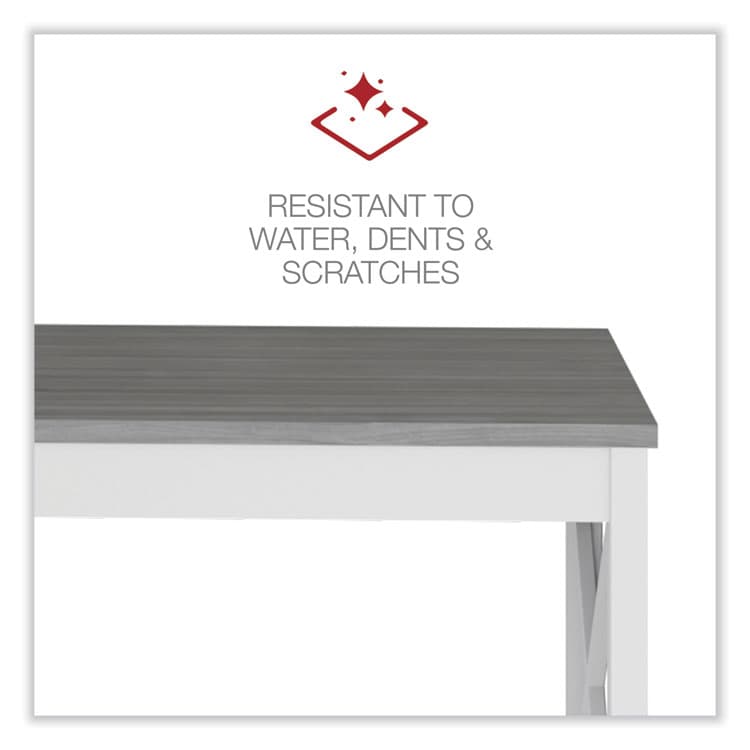 ALERA L-Shaped Farmhouse Desk, 58.27" x 58.27" x 29.53", Gray/White (ALEWSF5959GY) thumbnail 4