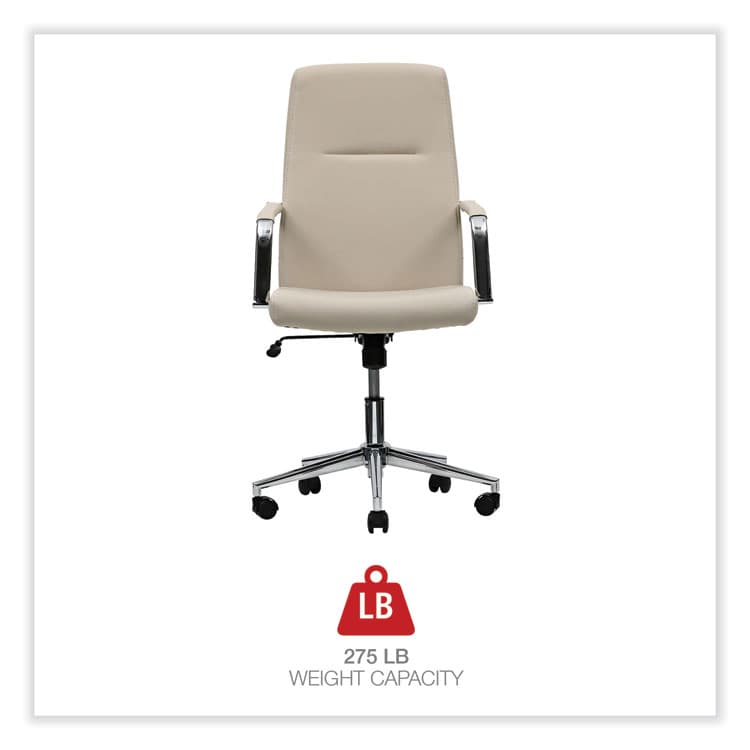 ALERA Leather Task Chair, Supports Up to 275 lb, 18.19" to 21.93" Seat Height, White Seat, White Back (ALEWS4106) thumbnail 4