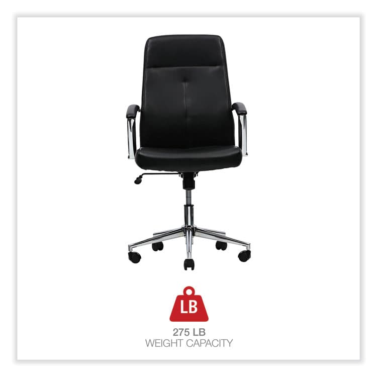 ALERA Leather Task Chair, Supports Up to 275 lb, 18.19" to 21.93" Seat Height, Black Seat, Black Back (ALEWS4116) thumbnail 4