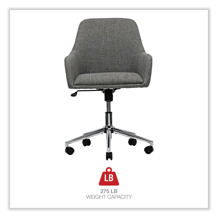ALERA Mid-Century Task Chair, Supports Up to 275 lb, 18.9" to 22.24" Seat Height, Gray Seat, Gray Back (ALEWS4241) thumbnail 3