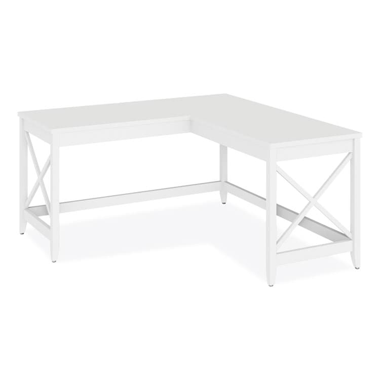 ALERA L-Shaped Farmhouse Desk, 58.27" x 58.27" x 29.53", White (ALEWSF5959WT)