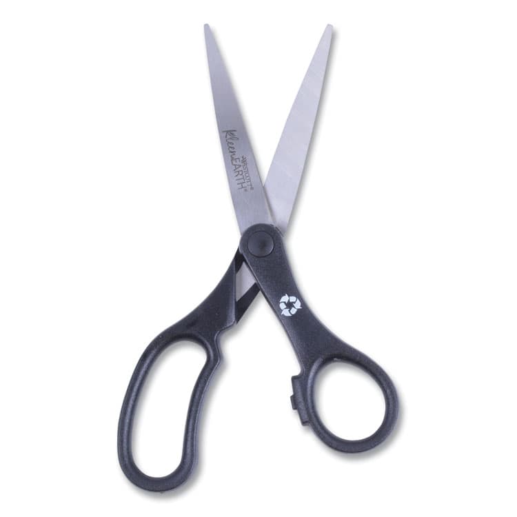 ACME UNITED CORPORATION KleenEarth Basic Plastic Handle Scissors, 8" Long, 3.25" Cut Length, Straight Black Handle, 3/Pack (ACM15585) thumbnail 4