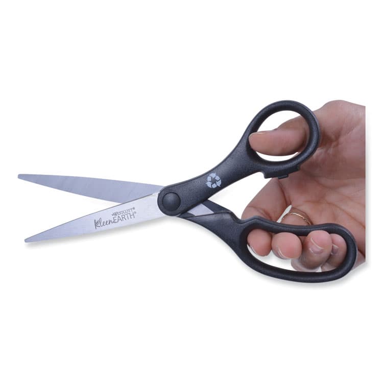 ACME UNITED CORPORATION KleenEarth Basic Plastic Handle Scissors, 8" Long, 3.25" Cut Length, Straight Black Handle, 3/Pack (ACM15585) thumbnail 3