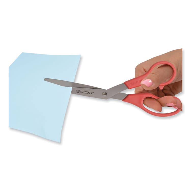 ACME UNITED CORPORATION Value Line Stainless Steel Shears, 8" Long, 3.5" Cut Length, Crane-Style Red Handle (ACM10703) thumbnail 2