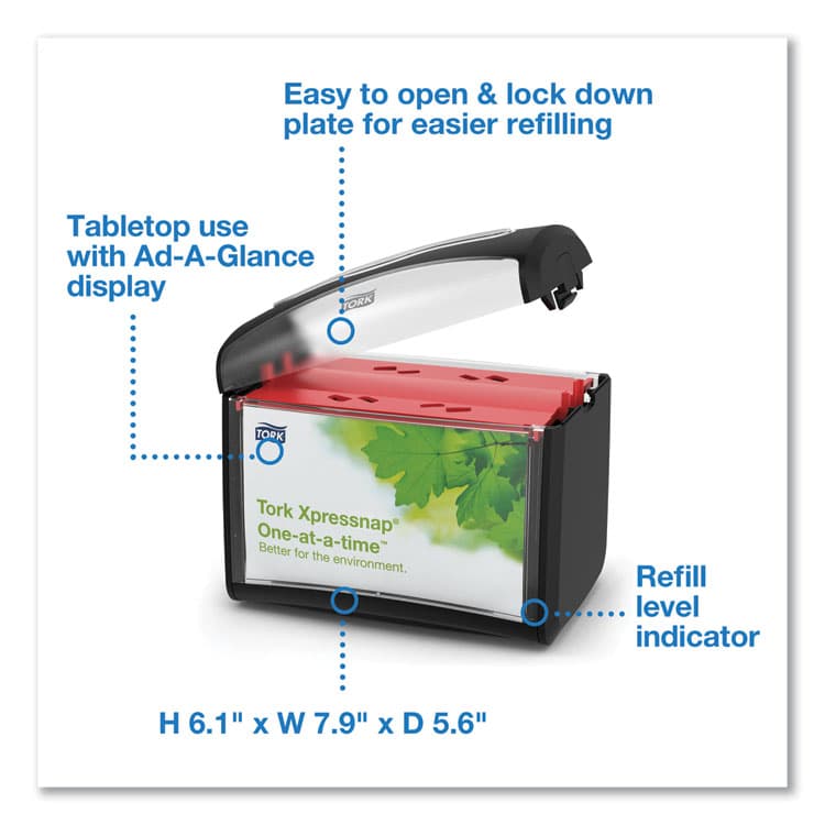 ESSITY Xpressnap Tabletop Napkin Dispenser, 7.9 x 5.6 x 7.9, Black (TRK6232100) thumbnail 2