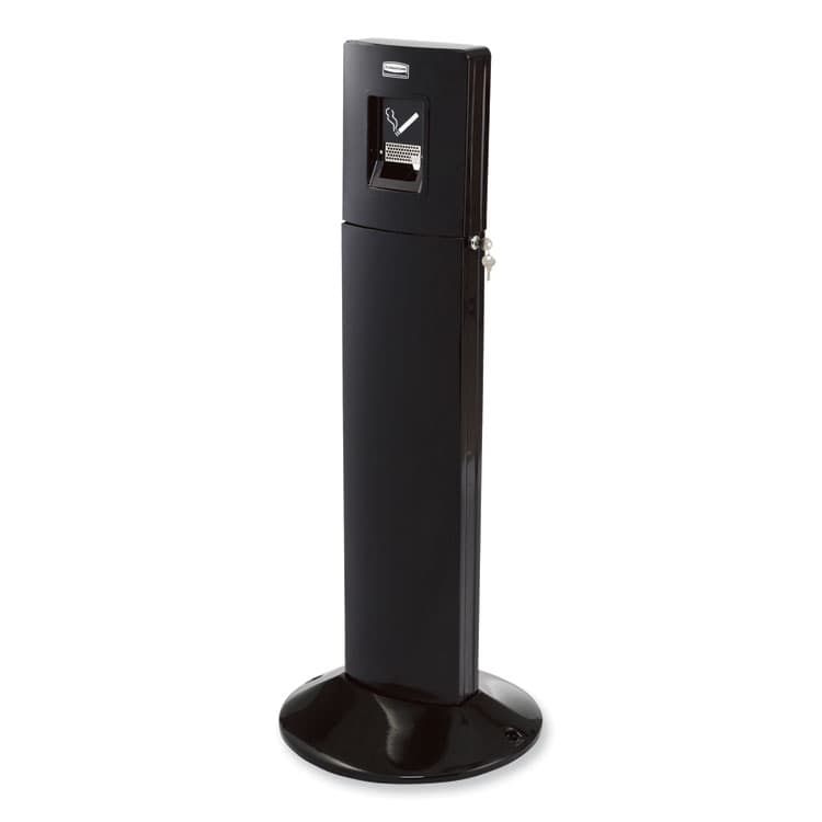 RUBBERMAID COMMERCIAL PROD. Metropolitan Smokers' Station, Weighted Base, 1.6 gal, Galvanized Liner, 16.8 dia x 42.8h, Black (RCPFGR93400BK)
