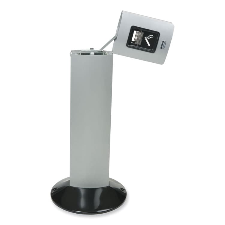 RUBBERMAID COMMERCIAL PROD. Metropolitan Smokers' Station, Weighted Base, 1.6 gal, Galvanized Liner, 16.8 dia x 42.8h, Black (RCPFGR93400BK) thumbnail 2