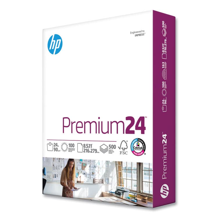 HEWLETT PACKARD COMPANY Premium24 Paper, 98 Bright, 24 lb Bond Weight, 8.5 x 11, Ultra White, 500/Ream (HEW112400)