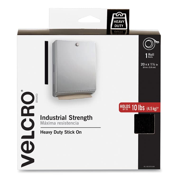 VELCRO USA, . Industrial-Strength Heavy-Duty Fasteners with Dispenser Box, 2" x 15 ft, Black (VEK90197)
