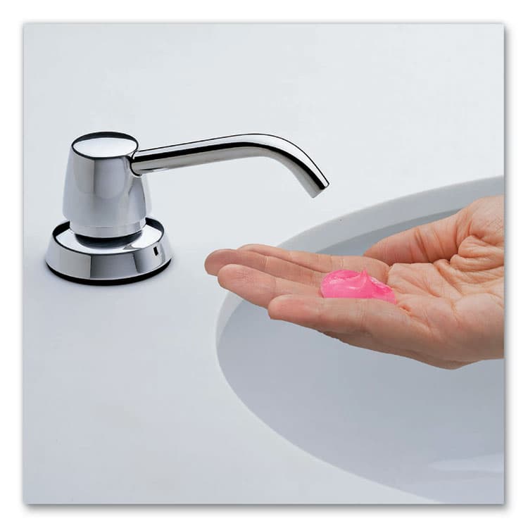 BOBRICK WASHROOM Contura Lavatory-Mounted Soap Dispenser, 34 oz, 3.31 x 4 x 17.63, Chrome/Stainless Steel (BOB822) thumbnail 4