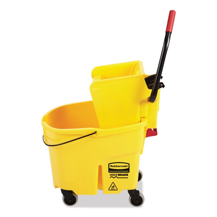 RUBBERMAID COMMERCIAL PROD. WaveBrake 2.0 Bucket/Wringer Combos, Side-Press, 35 qt, Plastic, Yellow (RCPFG758088YEL) thumbnail 2