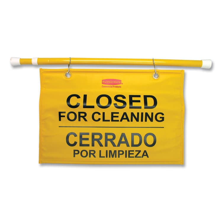 RUBBERMAID COMMERCIAL PROD. Site Safety Hanging Sign, 50 x 1 x 13, Multi-Lingual, Yellow (RCP9S1600YL) thumbnail 2