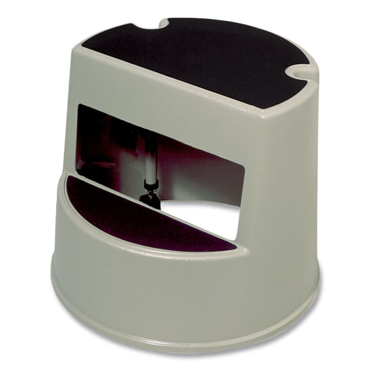 RUBBERMAID COMMERCIAL PROD. Rolling Step Stool, Curved Design, 2-Step, Retracting Casters, 350 lb Capacity, 16" Diameter x 13.5"h, Beige (RCP252300BGE) thumbnail 2