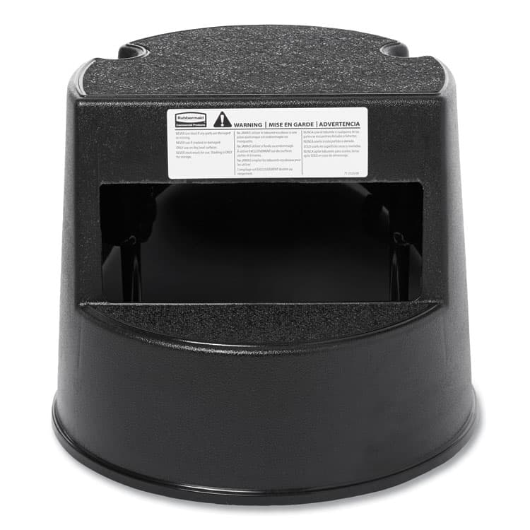 RUBBERMAID COMMERCIAL PROD. Rolling Step Stool, Curved Design, 2-Step, Retracting Casters, 350 lb Capacity, 16" Diameter x 13.5"h, Black (RCP252300BK) thumbnail 2