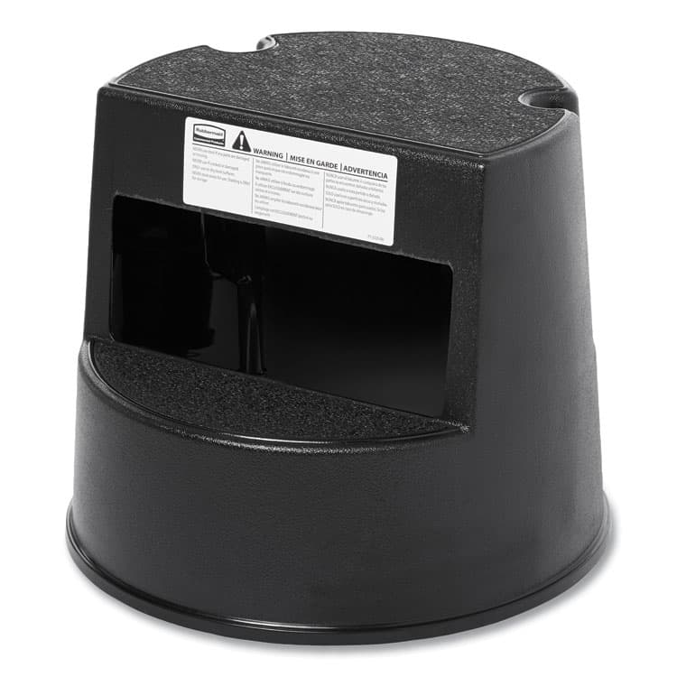 RUBBERMAID COMMERCIAL PROD. Rolling Step Stool, Curved Design, 2-Step, Retracting Casters, 350 lb Capacity, 16" Diameter x 13.5"h, Black (RCP252300BK) thumbnail 3