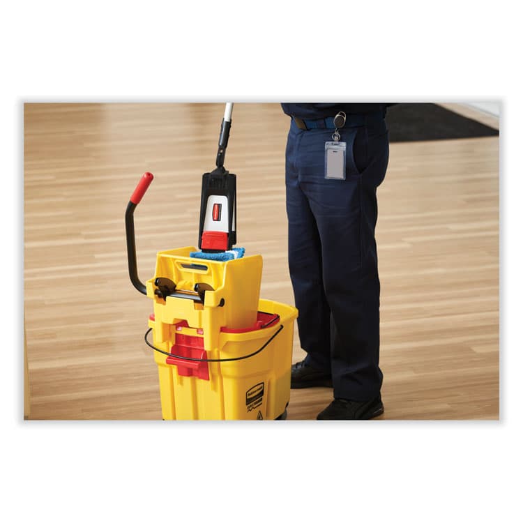 RUBBERMAID COMMERCIAL PROD. WaveBrake 2.0 Bucket/Wringer Combos, Side-Press, 35 qt, Plastic, Yellow (RCPFG758088YEL) thumbnail 3