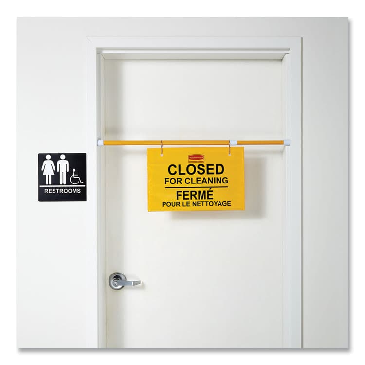 RUBBERMAID COMMERCIAL PROD. Site Safety Hanging Sign, 50 x 1 x 13, Multi-Lingual, Yellow (RCP9S1600YL) thumbnail 3